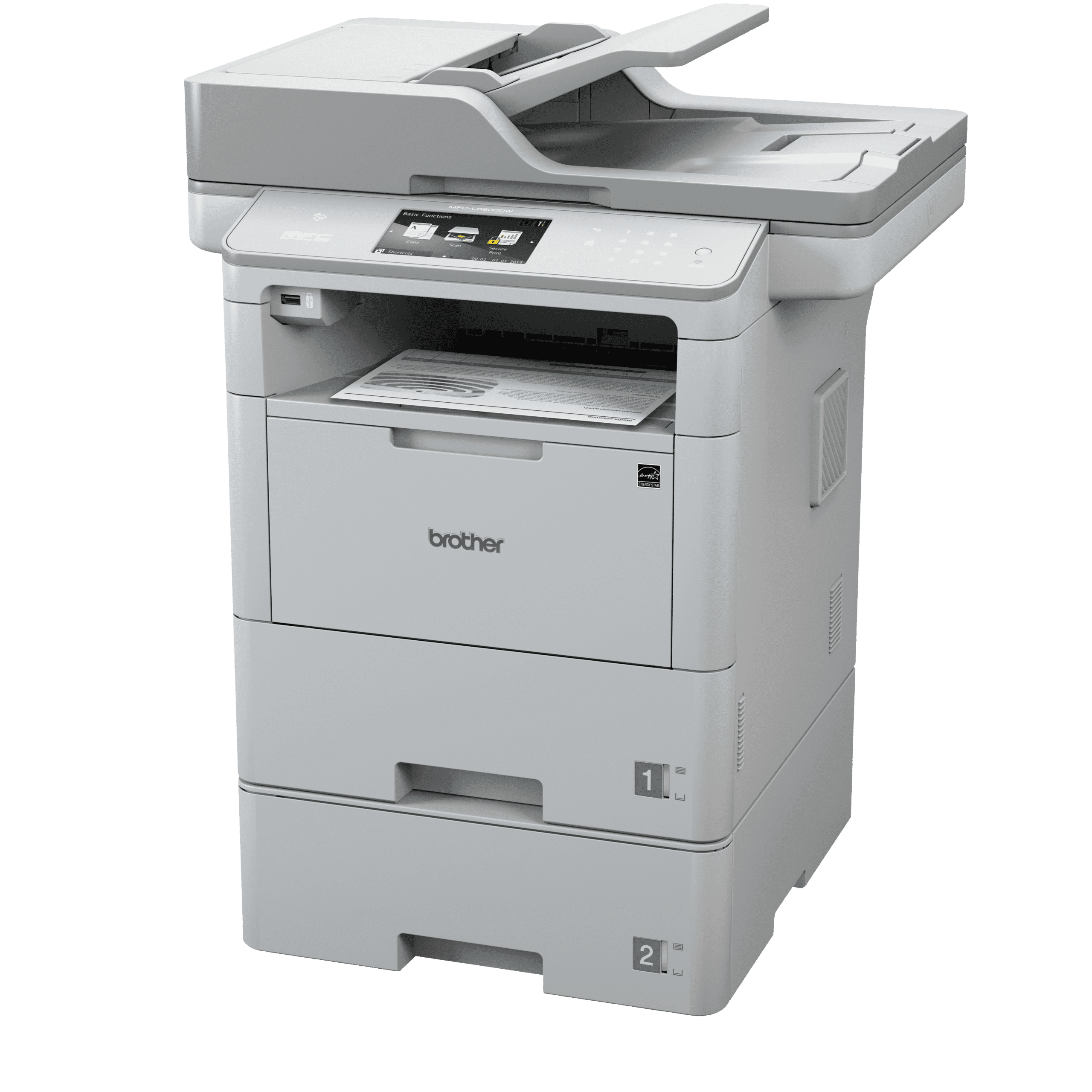 Brother MFC-L6970DWT printer, wit, frontzicht met functies voor ondernemers