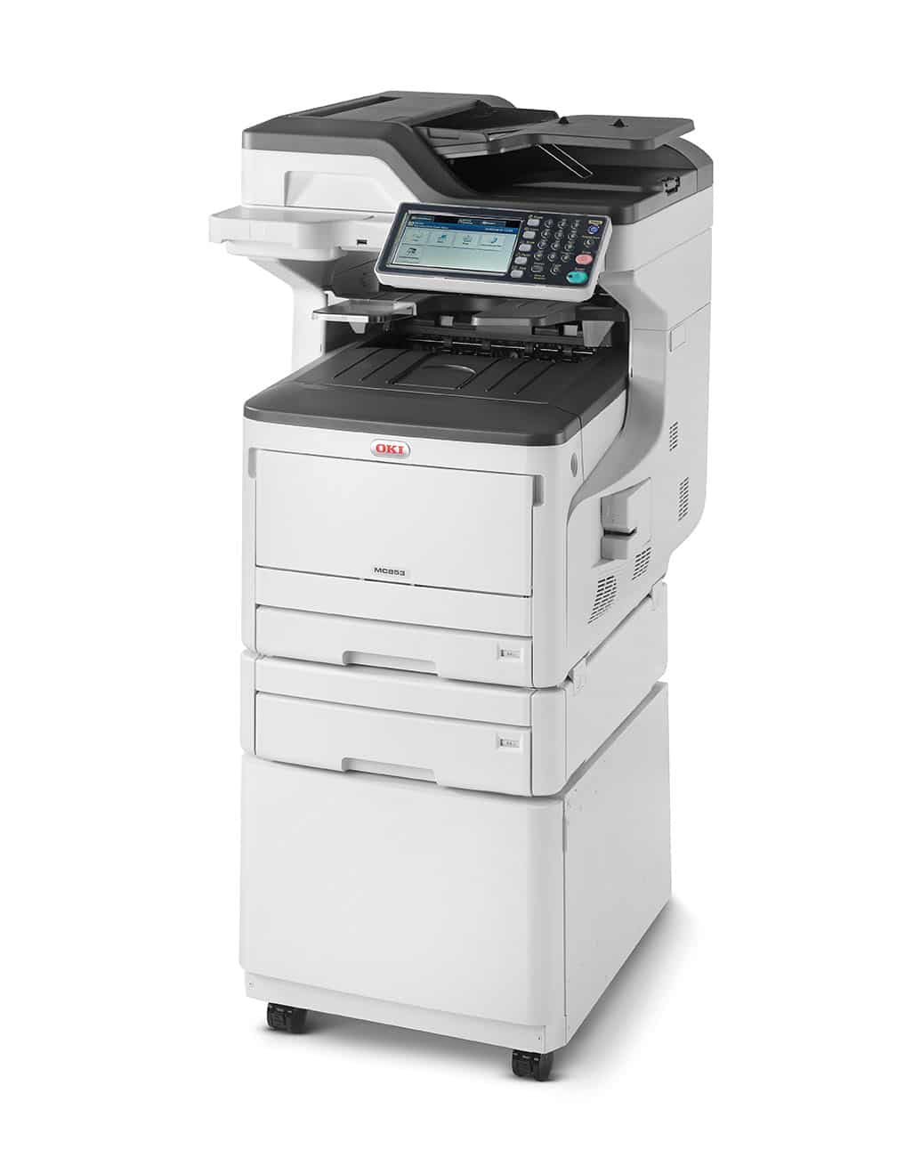 OKI MC853DNCT A3 kleuren-multifunctionele printer met onderkast