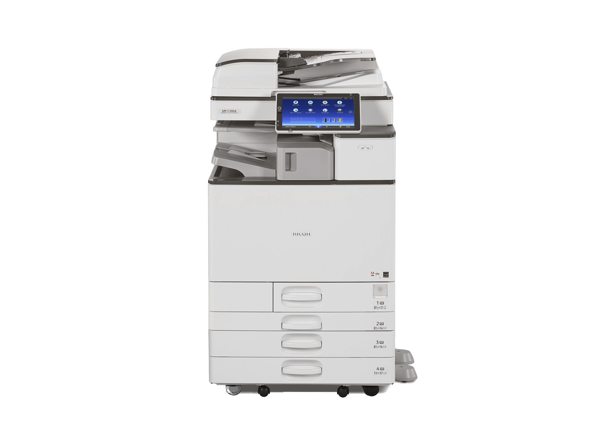 Ricoh MP C3004exSP kleuren multifunctionele printer in een kantooromgeving