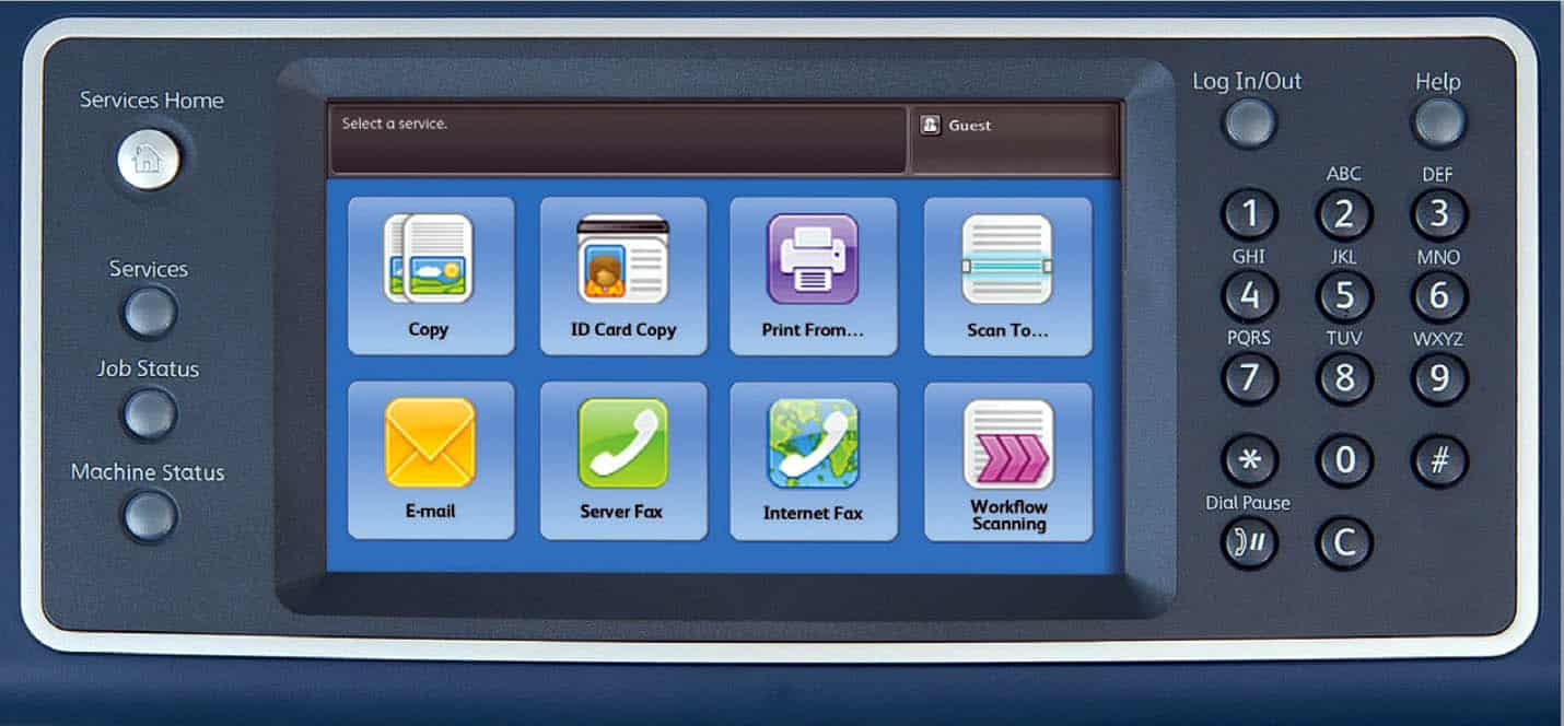 Touchscreen van Xerox WorkCentre 5845 en 5855