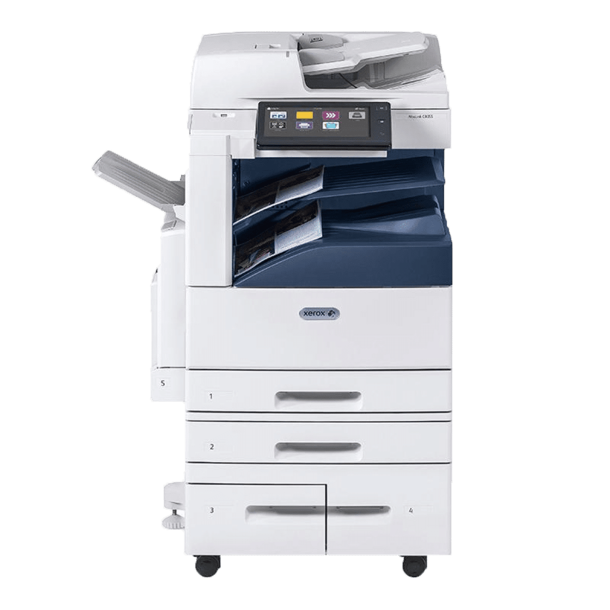 Xerox Altalink C8055 multifunctioneel apparaat in gebruik met kleurrijke documenten