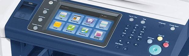 Xerox Workcentre 7220i multifunctioneel kleurenkopieerapparaat op een bureau