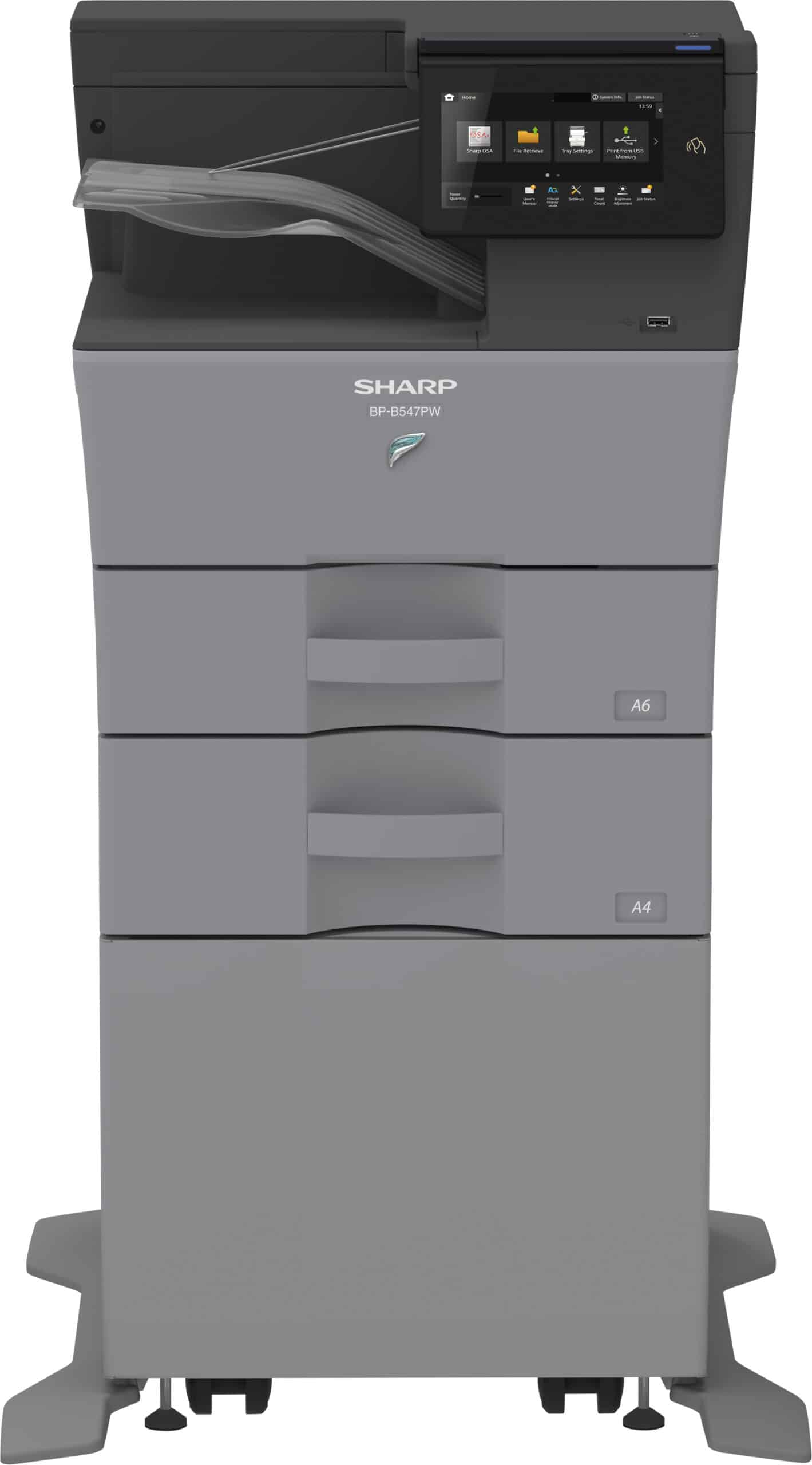Sharp BP-B547PW zwart-wit A4 multifunctionele printer in kantoorruimte